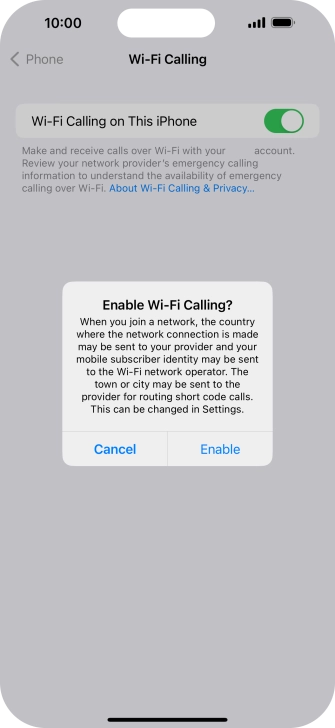 If you turn on the function, press Enable.
