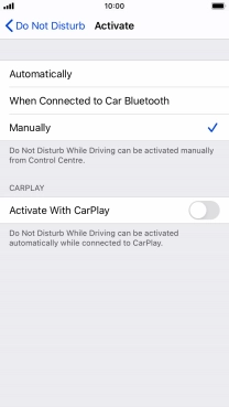 Press the required setting.