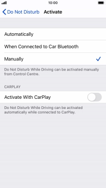 Press the required setting.