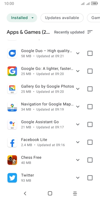 Press the required app.