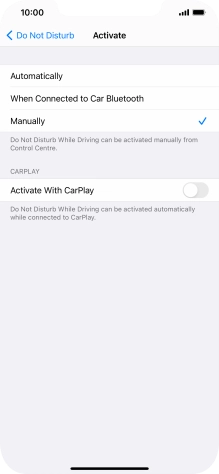 Press the required setting.