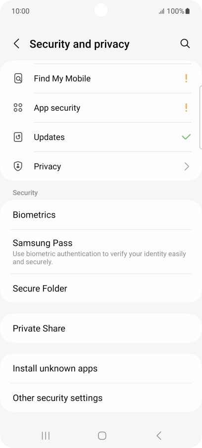 Press Other security settings.