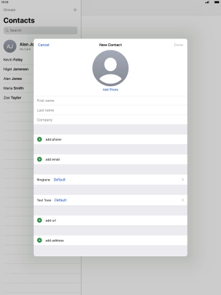 Press First name and key in the first name.