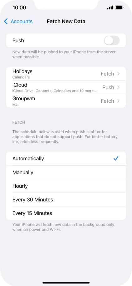 If you turn off the function, press the required setting.