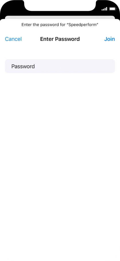 Key in the password for the Wi-Fi network and press Join.