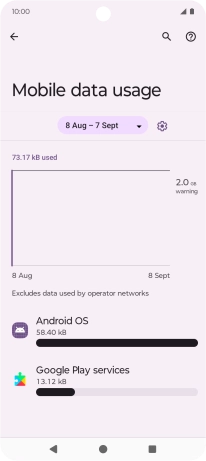 The data usage for each application is displayed below the name of the application.