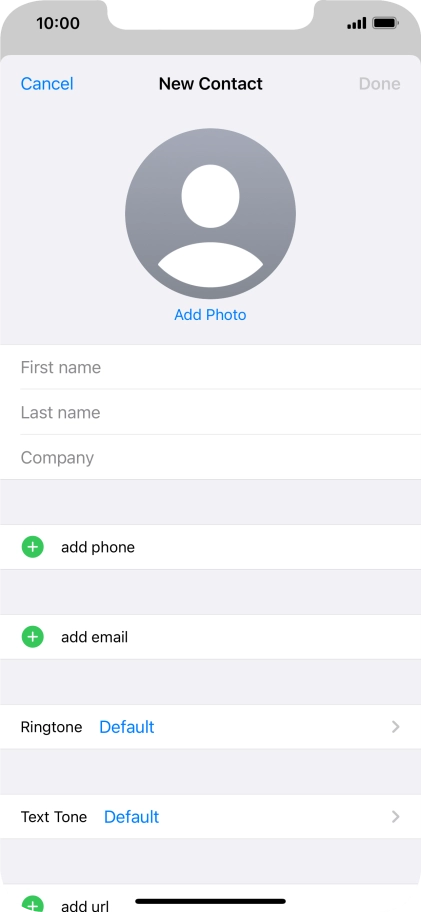 Press First name and key in the first name.