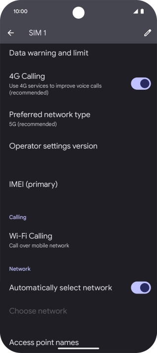 Press Preferred network type.