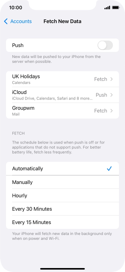 If you turn off the function, press the required setting.