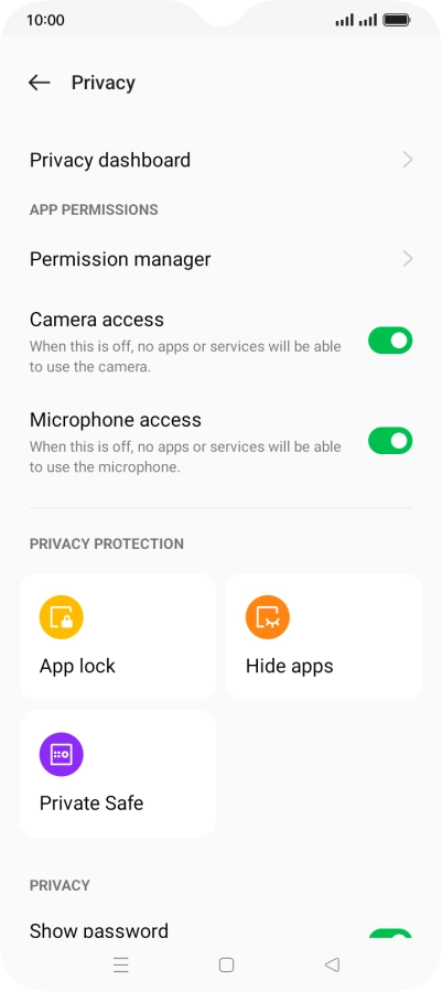 Press Permission manager.