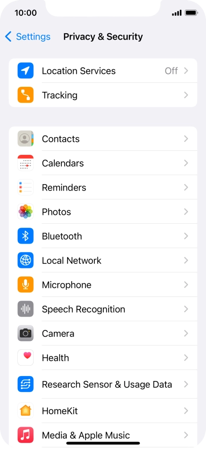 Press Location Services.