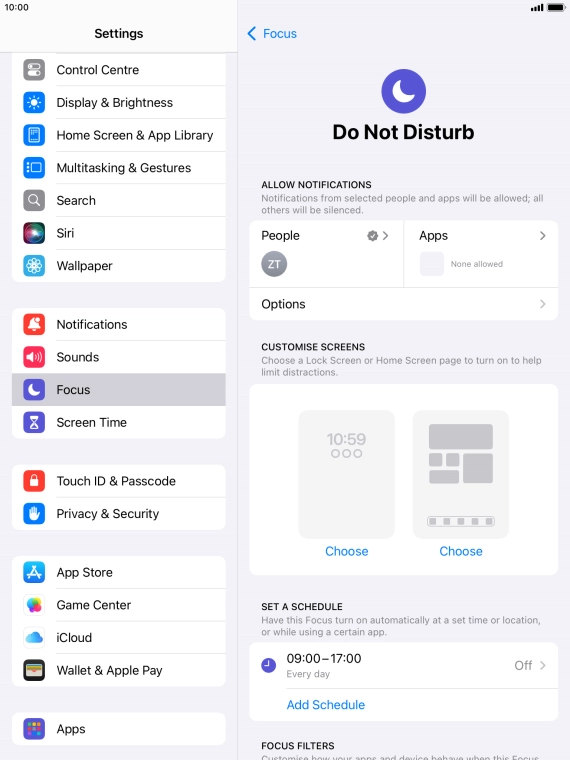 Press People and follow the instructions on the screen to select which contacts you would like to receive calls and notifications from when Do Not Disturb is turned on. Press People and follow the instructions on the screen to select which contacts you would like to receive calls and notifications from when Do Not Disturb is turned on.