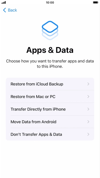 Press Don't Transfer Apps & Data and follow the instructions on the screen to finish the activation.