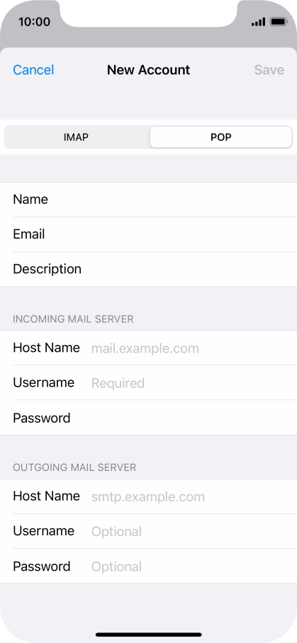 Press Host Name and key in the name of your email provider's incoming server.