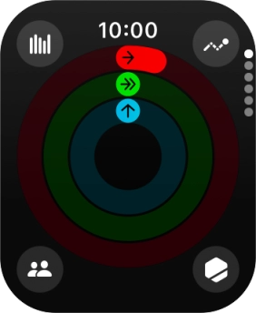 The screen will tell you how far you are from completing your daily activity goals. When the coloured rings are closed, you've reached the goals of your daily activity.