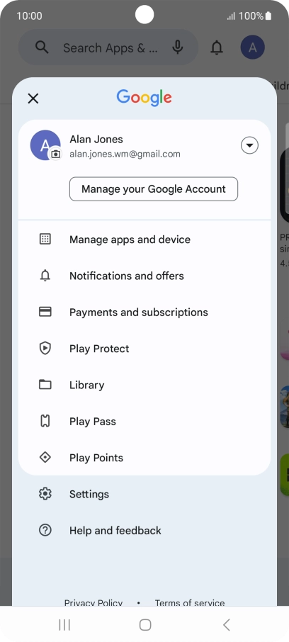 Press Manage apps and device.