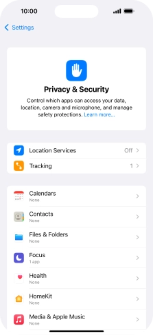 Press Location Services.