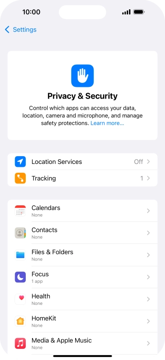 Press Location Services.