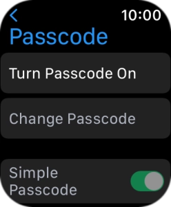 Press Turn Passcode On and key in a lock code of your own choice twice.