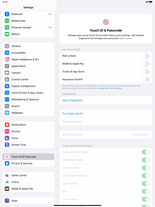 Press Add a Fingerprint... and follow the instructions on the screen to add your fingerprint.