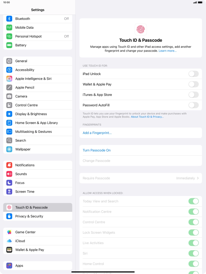 Press Add a Fingerprint... and follow the instructions on the screen to add your fingerprint.