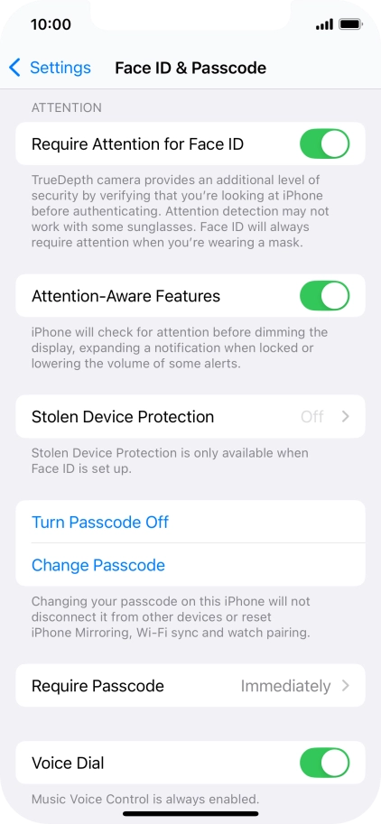 Press Turn Passcode Off and key in the phone lock code.