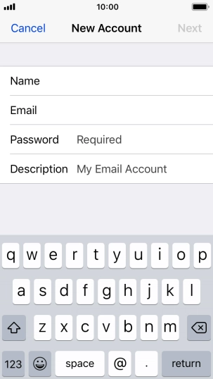 Press Password and key in the password for your email account.