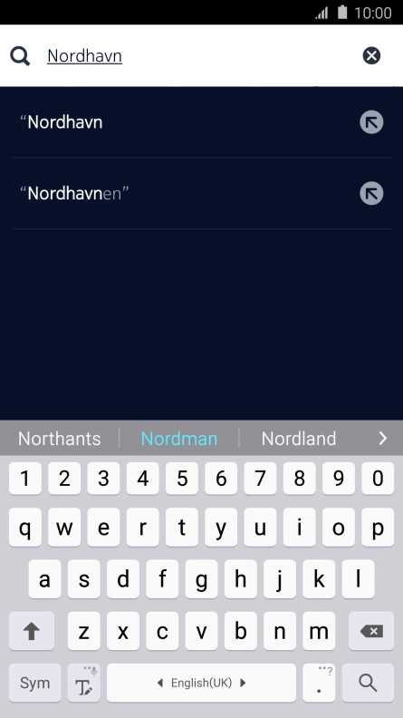 Press the required destination.