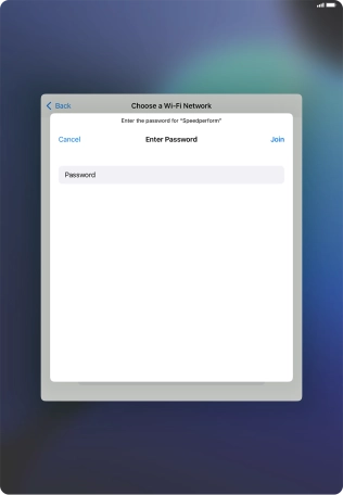 Key in the password for the Wi-Fi network and press Join. Key in the password for the Wi-Fi network and press Join.