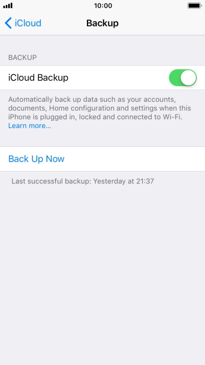 Press Back Up Now and wait while the phone memory is backed up.