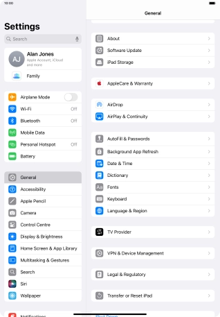 Press Software Update. If a new software version is available, it's displayed. Follow the instructions on the screen to update the tablet software.