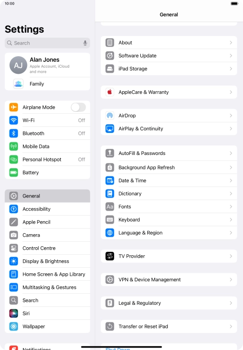 Press Software Update. If a new software version is available, it's displayed. Follow the instructions on the screen to update the tablet software.