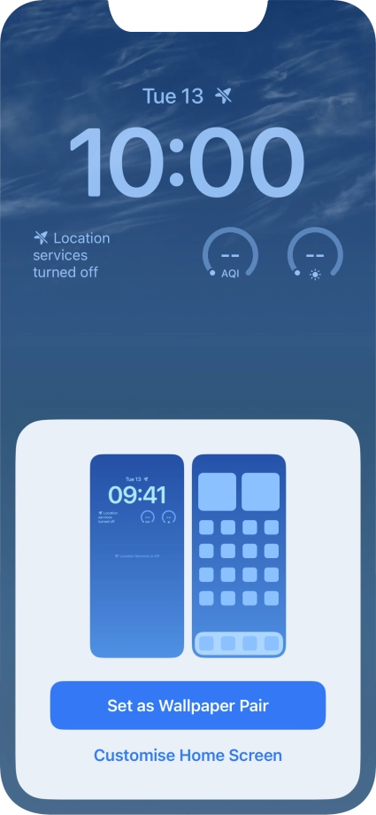 To use the same colour theme on the home screen, press Set as Wallpaper Pair.
