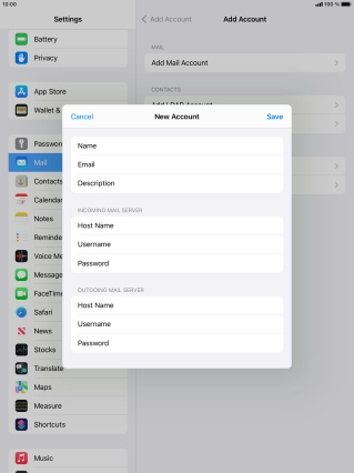 Press Save. Your email account has now been set up. To select more settings for incoming and outgoing server, proceed with the following steps.