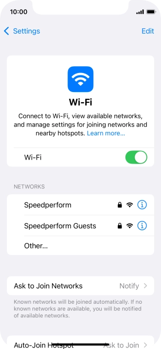 Press the required Wi-Fi network and key in the password for the Wi-Fi network.