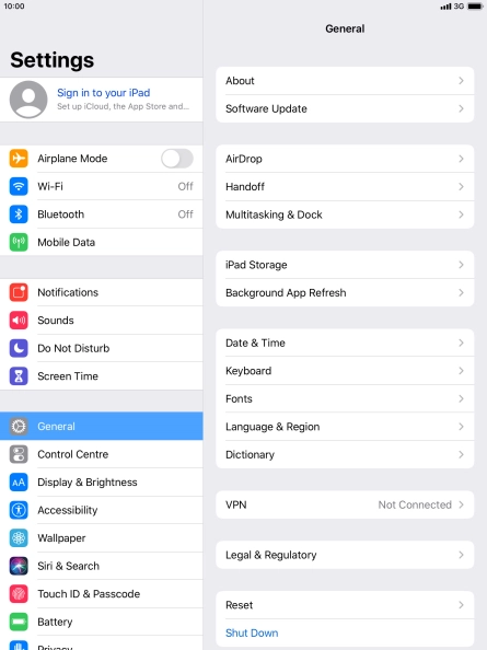 Press Sign in to your iPad.