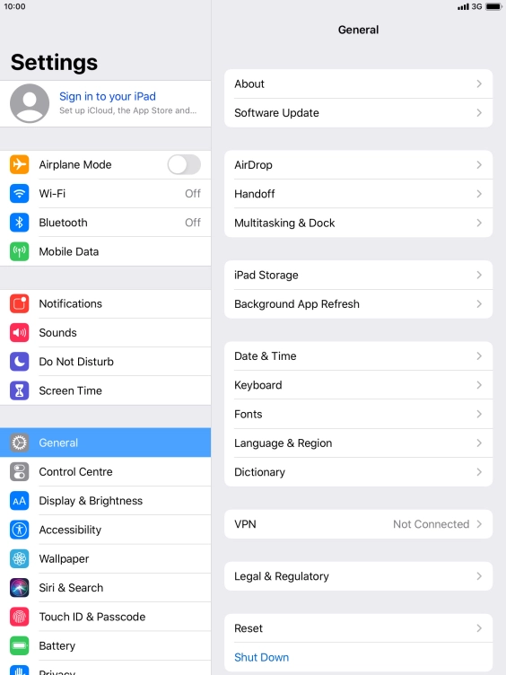 Press Sign in to your iPad.