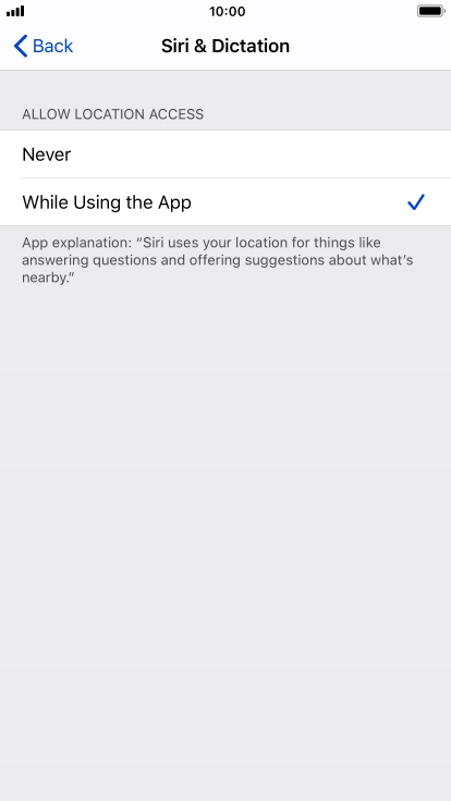 Press the required setting to turn the function on or off.