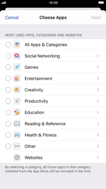 Press the required categories.