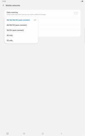 Press the required network mode.
