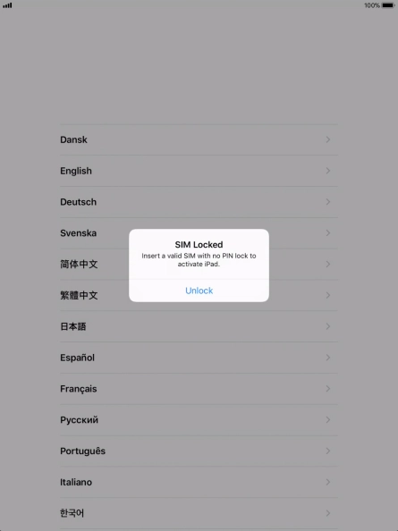 If your SIM is locked, press Unlock. If your SIM is locked, press Unlock.