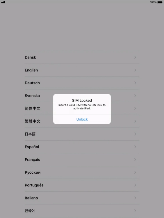 If your SIM is locked, press Unlock. If your SIM is locked, press Unlock.