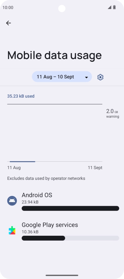 The data usage for each application is displayed below the name of the application.