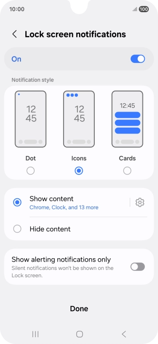 Press the required settings to turn them on or off.