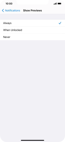 To select notification preview on the lock screen, press Always.