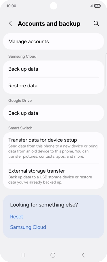 Press Manage accounts. Press Manage accounts.