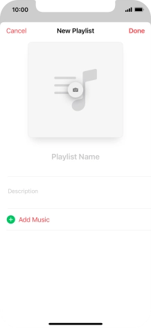 Press the text input field and key in a name for the playlist.
