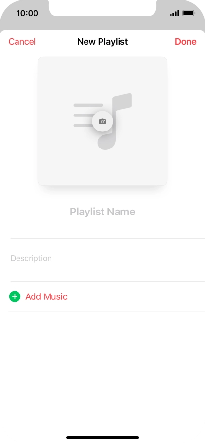 Press the text input field and key in a name for the playlist.
