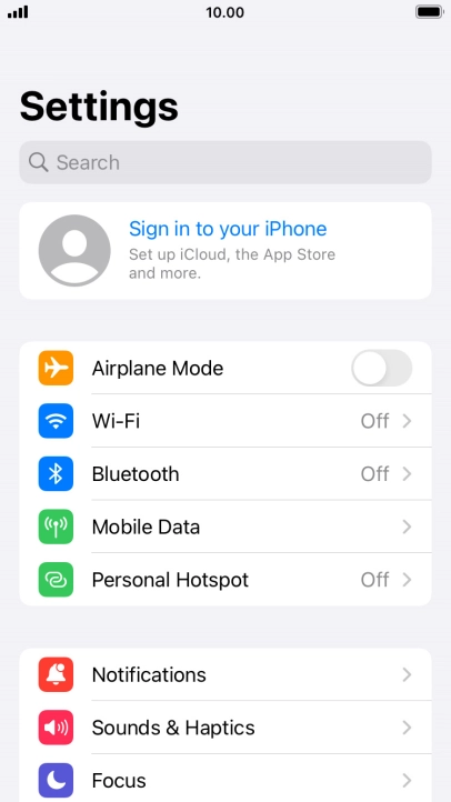 Press Sign in to your iPhone.