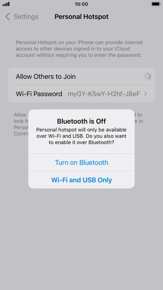 If Wi-Fi is turned on, press Wi-Fi and USB Only.